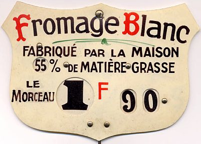 Tarif fromage blanc