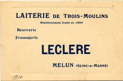 carte de la laiterie M. Leclere