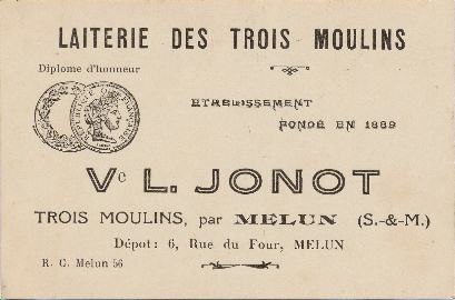 carte VEUVE JONOT