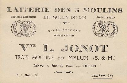 carte VEUVE JONOT