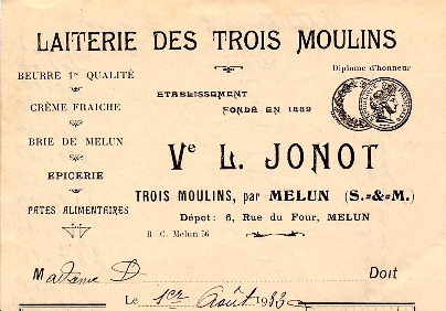 facture VEUVE JONOT (1933)